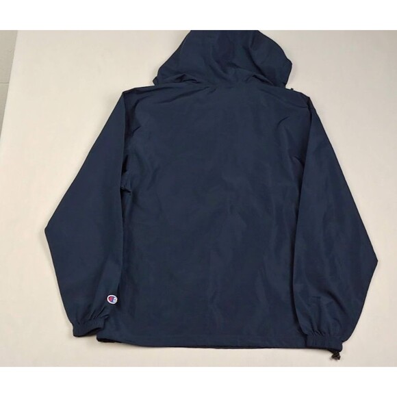Champion Navy Pullover Windbreaker Hoodie Men Size S Logo Half Zip Front Pocket - Picture 3 of 9
